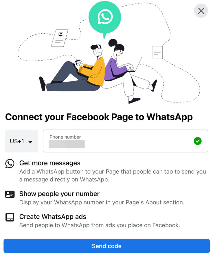 connect your facebook page to whatsapp